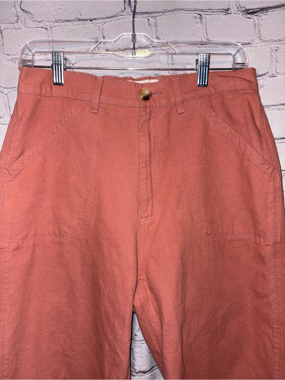 Mollusk California Fall Orange Painter Pants Raw Hem High Waisted Jeans Size L - Picture 2 of 12